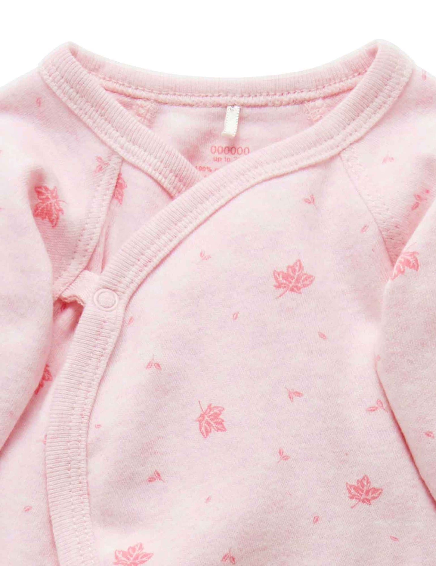 Premie Crossover Growsuit Pink Leaf - Pure Baby