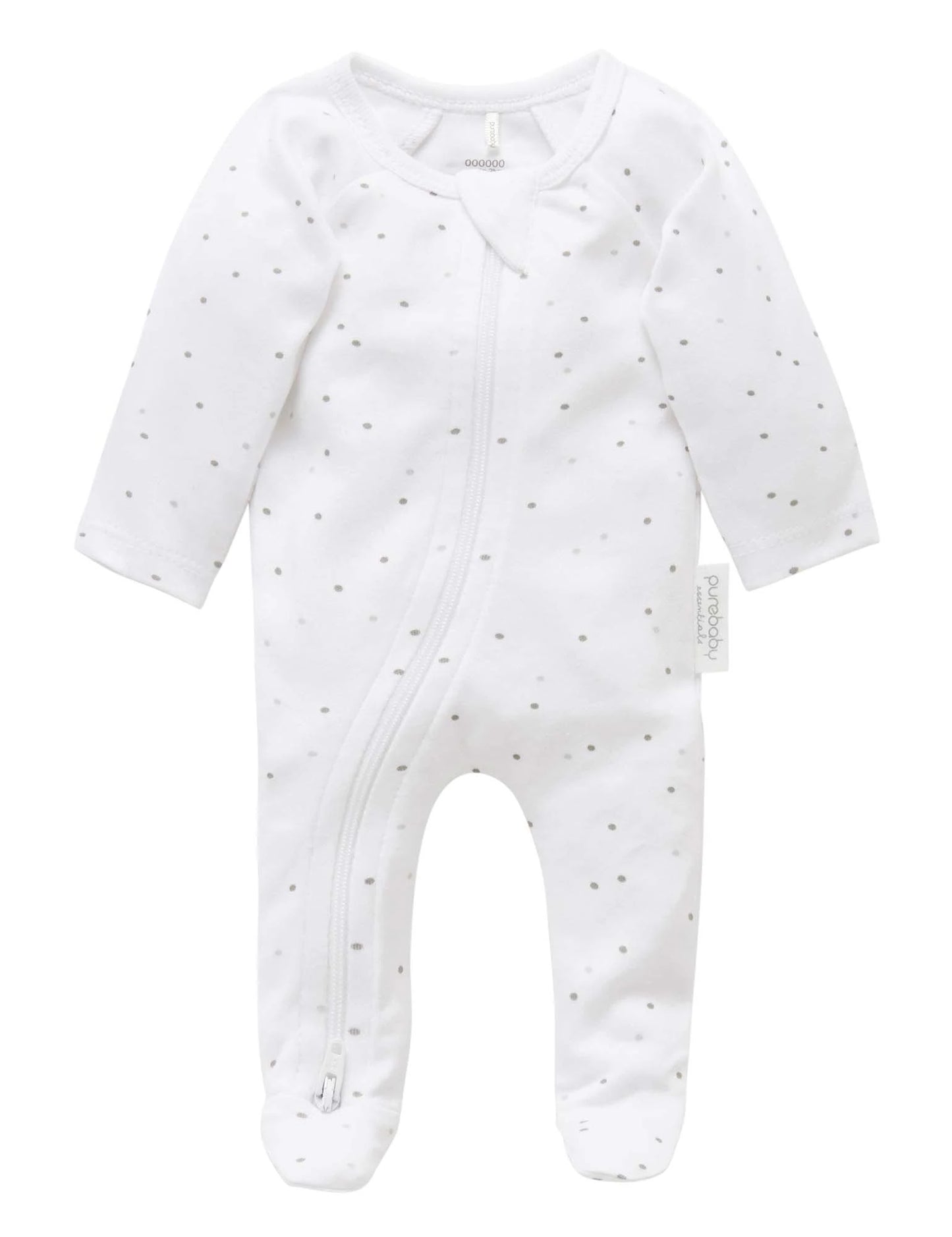 Premie Zip Growsuit Grey Spot - Pure Baby