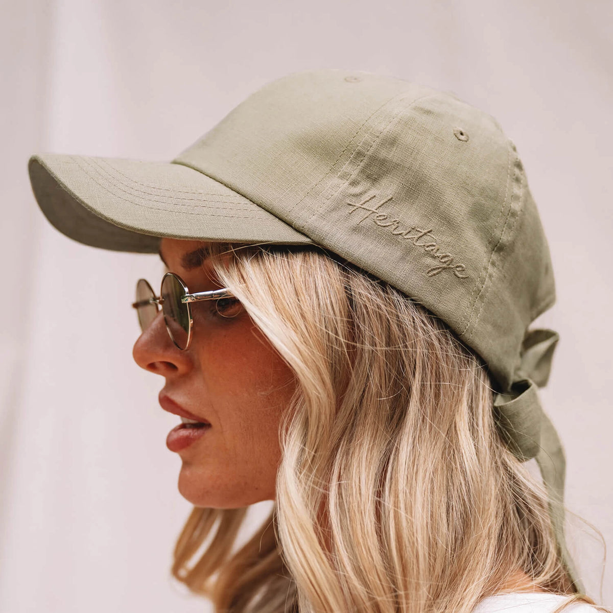 Silk lined Linen Bow Tie Cap - (PRE-ORDER)