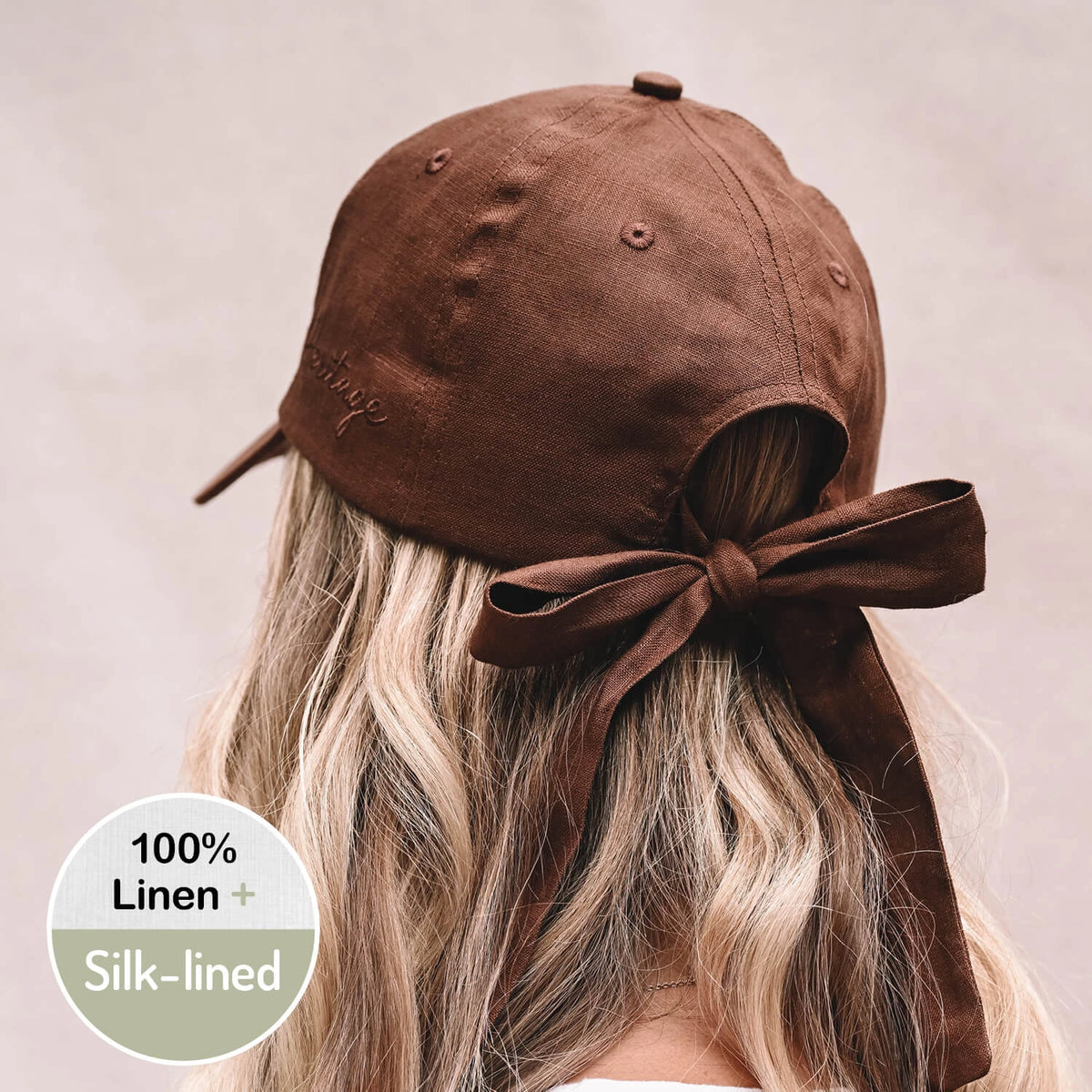 Silk lined Linen Bow Tie Cap - (PRE-ORDER)