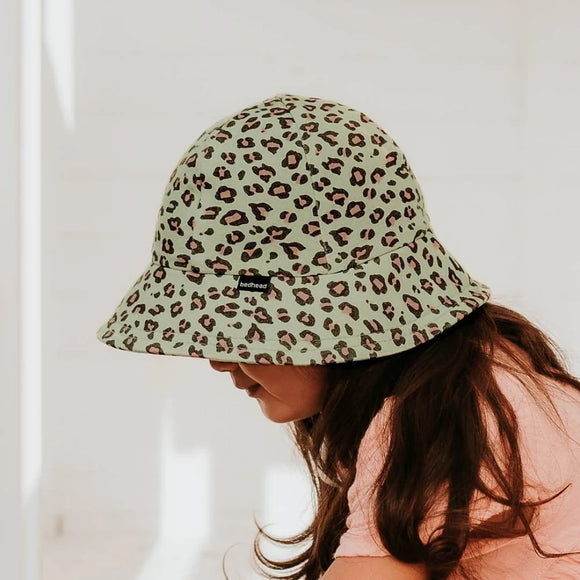 Leopard Kids Ponytail Bucket Hat  - Bedhead Hats (size 6-12Y)