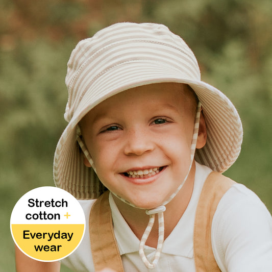 Natural Stripe Kids Bucket Hat  - Bedhead Hats