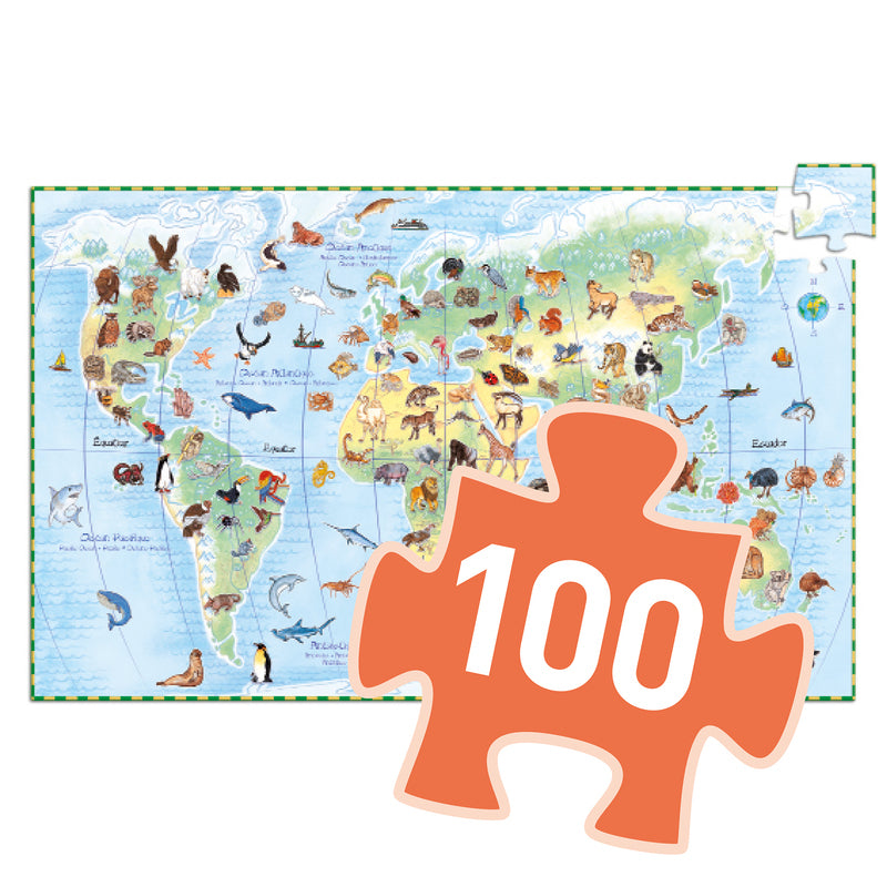 World Animals 100pc Observation Puzzle & Booklet - Djeco