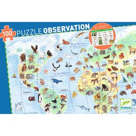 World Animals 100pc Observation Puzzle & Booklet - Djeco