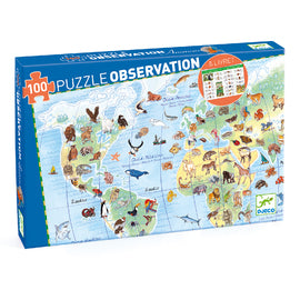 World Animals 100pc Observation Puzzle & Booklet - Djeco