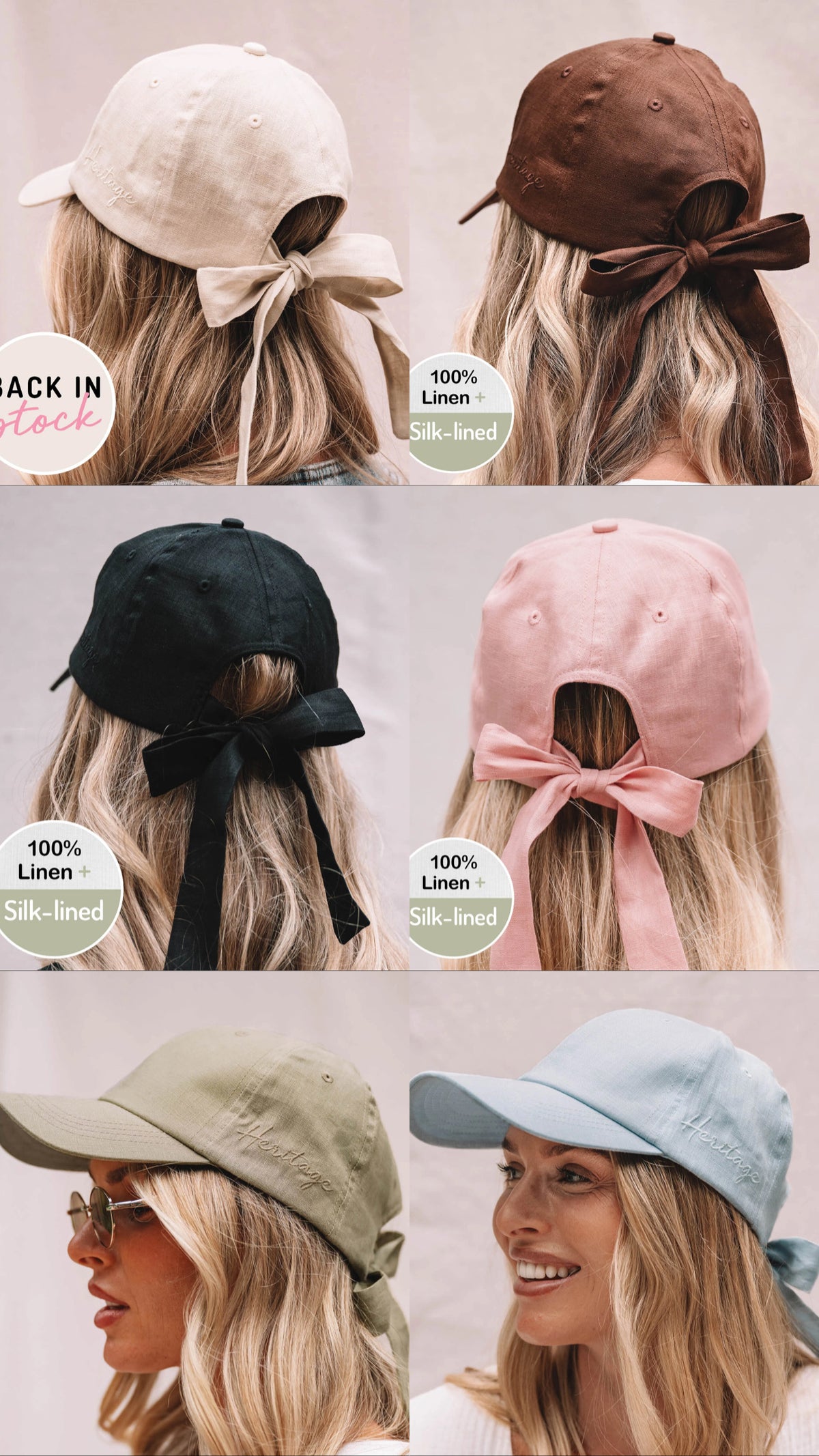Silk lined Linen Bow Tie Cap - (PRE-ORDER)