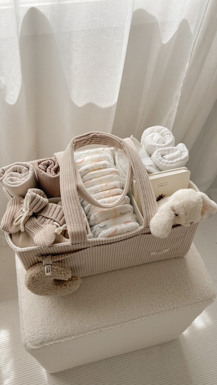 Nappy Caddy Organiser Cord - Taupe - Petite & Co