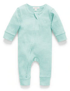 Aqua Stripe Zip Growsuit - Pure Baby (3-6M)