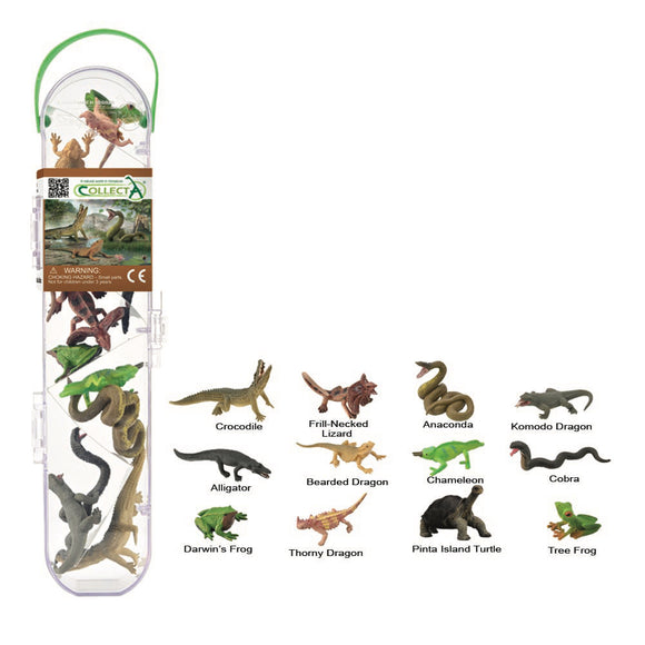 12 Piece Reptiles and Amphibians Mini Tube - CollectA