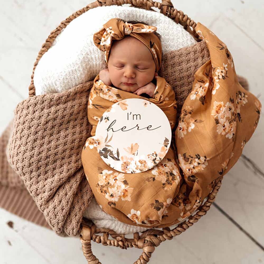 Golden Flower Organic Muslin Wrap - Snuggle Hunny Kids