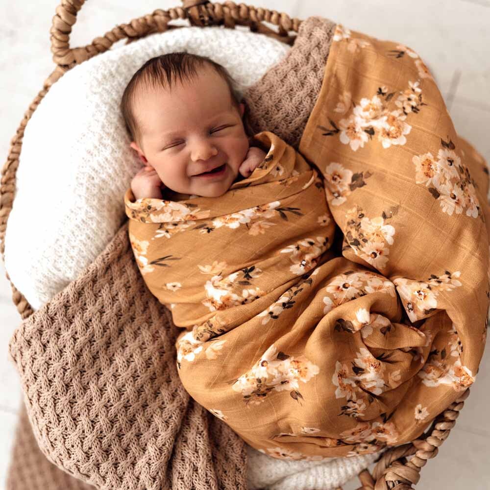 Golden Flower Organic Muslin Wrap - Snuggle Hunny Kids