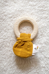 Natural Rubber Teether with a Muslin Tie - Tikiri