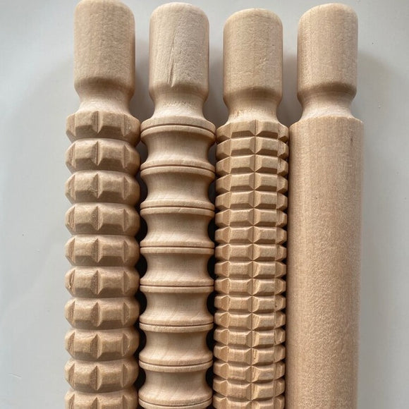 Wooden Patterned Rolling Pins - Clever Bugs