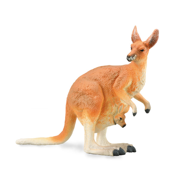 Red Female Kangaroo with Joey (L) - CollectA