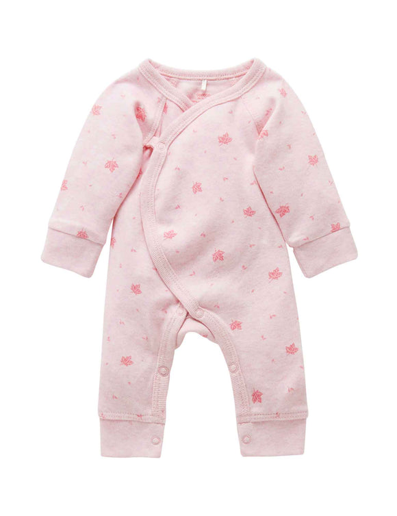 Premie Crossover Growsuit Pink Leaf - Pure Baby