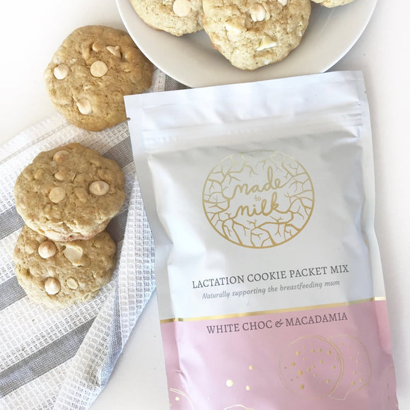 White Choc & Macadamia Lactation Cookie Packet Mix - Made To Milk