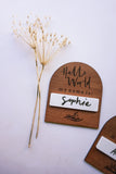 Timber/Acrylic Moon Name Announcement Board - Spare Time Co.