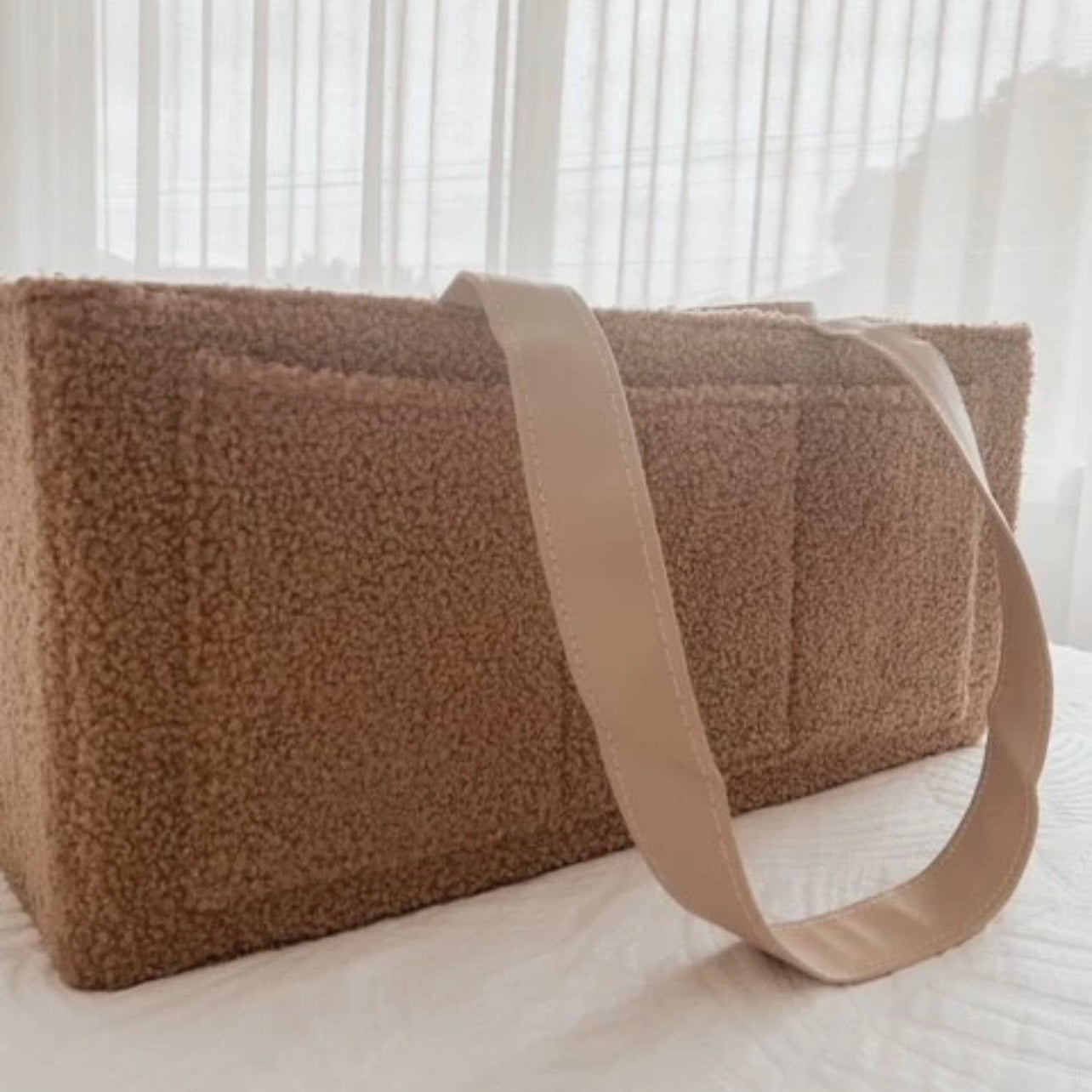 Nappy Caddy Organiser Teddy Brown & Brown Handles - Petite & Co