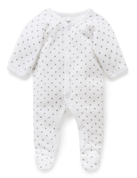 Premie Velour Growsuit Grey Spot - Pure Baby